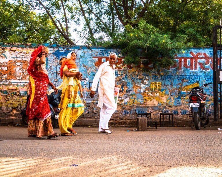 Locals walking the streets of Jaipur India