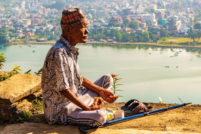 Climbing to the peace temple, Pokhara Nepal